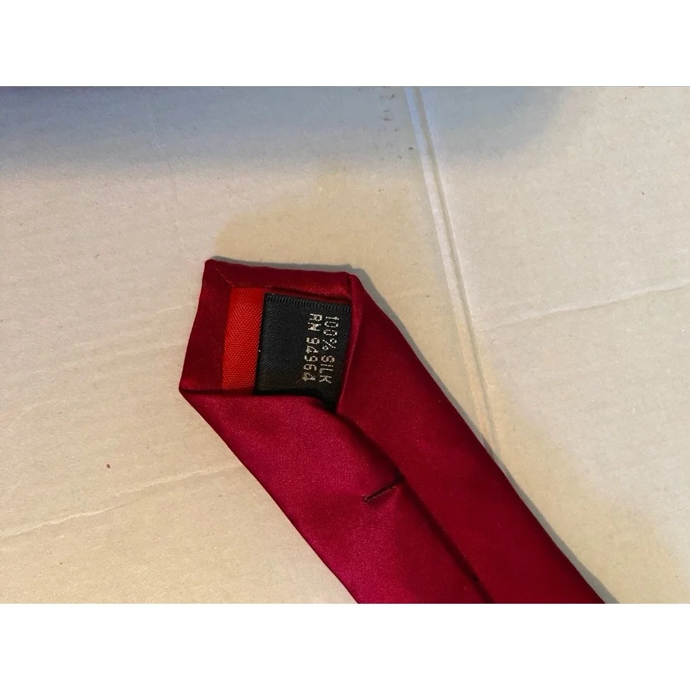 Boston Traders Mens Red Silk Necktie Solid Classic Formal Business Tie